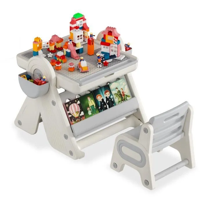 UISEBRT Table pour Enfant avec Chaise Tableau à Dessin Magnétique & Espace de Rangement & Plateau Inclinable Charge max. 100KG-0