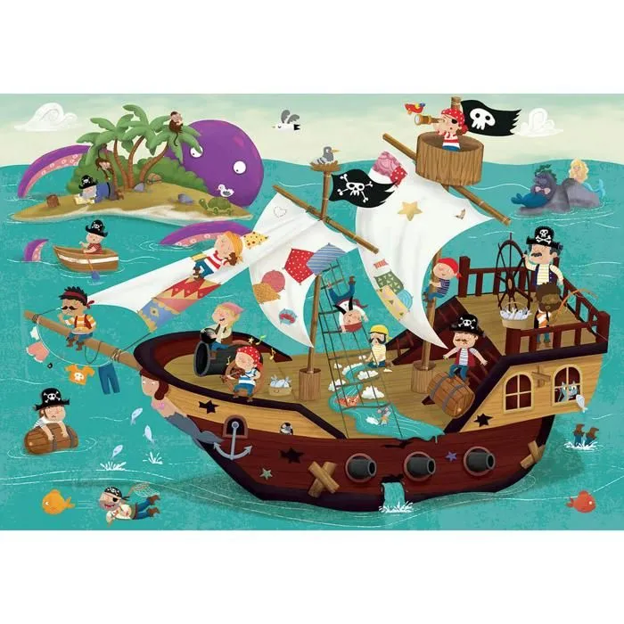 Puzzle 50 pièces : Détective puzzle : Bateau pirate-0