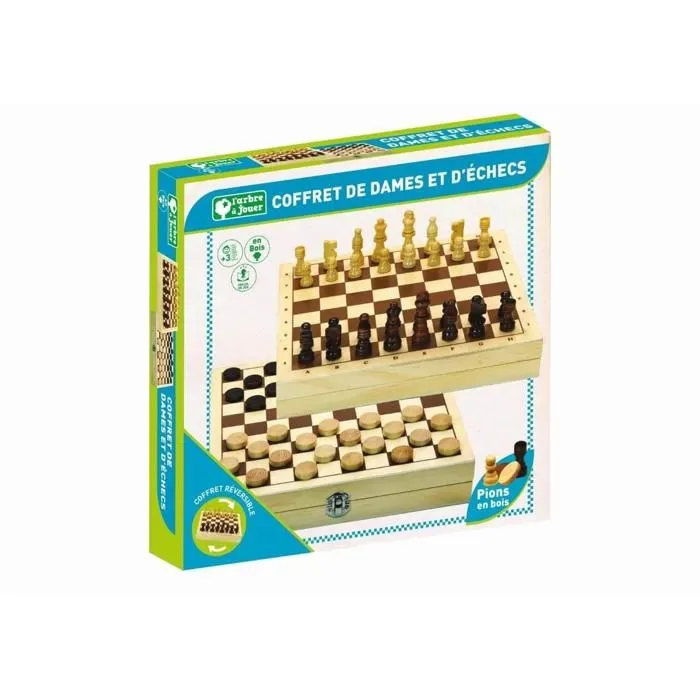 Jeux de plateau - L'ARBRE A JOUER - Jeux de dames et d'échecs - Coffret en bois - Mixte - 6 ans et plus-2