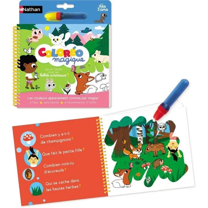 Coloréo - Bébés animaux - NATHAN - Coloriage à l'eau pour enfants de 3 ans et plus-0