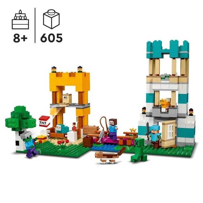 LEGO® Minecraft 21249 La Boîte de Construction 4.0, Jouets 2-en-1 avec Figurines Steve, Creeper et Zombie-1