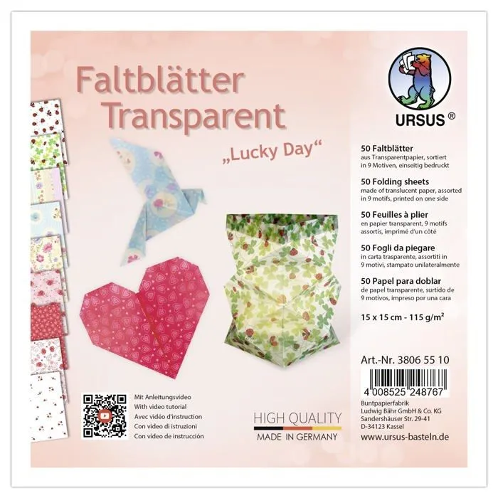 Jeu de origami Ursus - 38065510 - Lucky Day Feuilles pliantes Multicolore 115 g/m-0