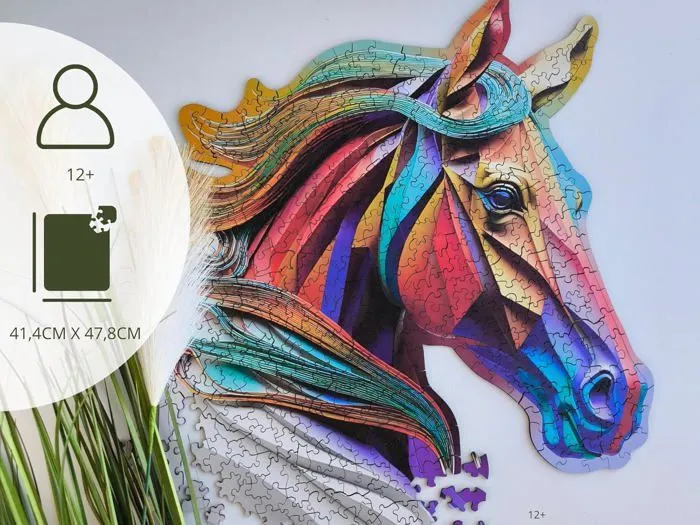 Puzzles en bois de forme irrégulière pour Toute la Famille - Ethereal horse - 41,4 x 47,8 cm - 500 Éléments - Milliwood-2