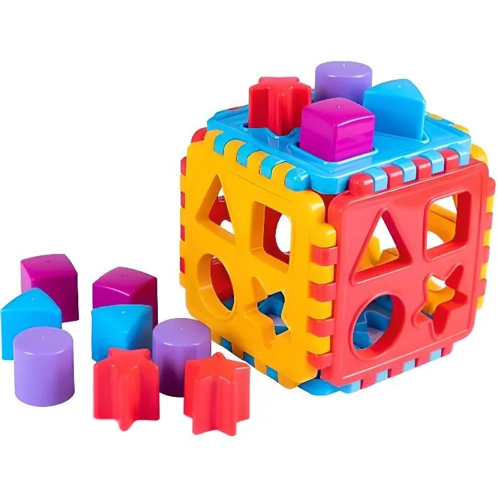 Dede Cube de Tri de Formes Colorée Empilable, 12 Formes Géométriques, Puzzle, Jeu de Trier, Jouet de Bloc 18 Pcs, Cadeau d'Enfant-0