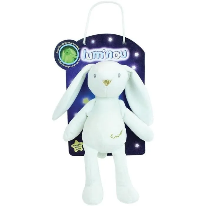 JEMINI Luminou Lapin blanc Peluche lumineuse naturelle fonctionne sans pile+/- 20 cm-2