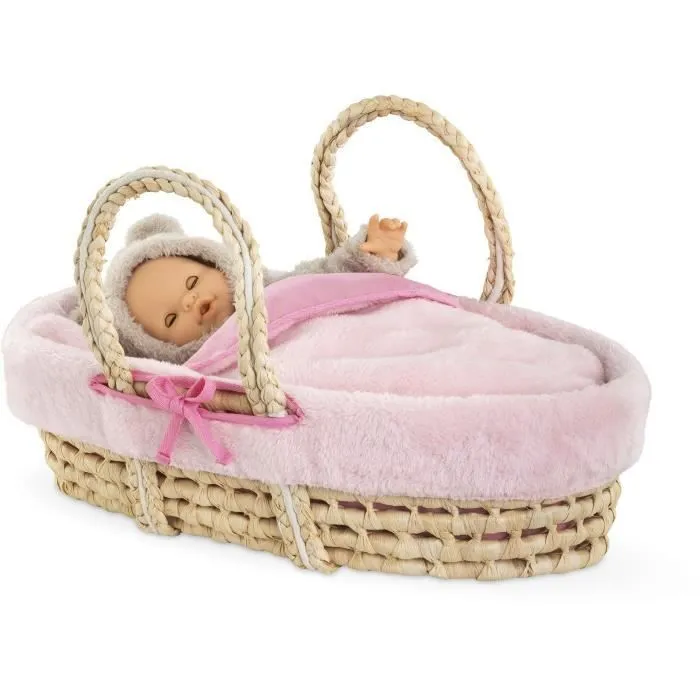 Accessoires poupons - COROLLE - Ensemble Couffin Peluche Rose - pour poupons 36 et 42 cm - dès 3 ans-2