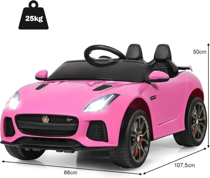 Jaguar Voiture Électrique 12V/4,5 pour Enfants 3-8 Ans, Télécommande 2.4G, 3-5 km/h,2 Moteur, MP3, USB, TF, Récit Rose-4