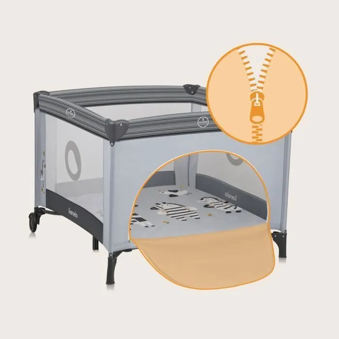 Parc Bébé LIONELO Bonnie - Jusqu'à 15 kg - 100x100 cm - Accès latéral - Zippé - Sac de transport - Gris-3
