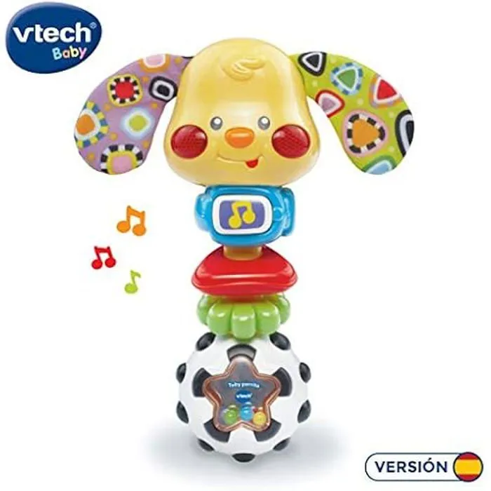 Hochet pour bébé - VTECH - Chien Toby - Lumières et sons - Texture spéciale-1