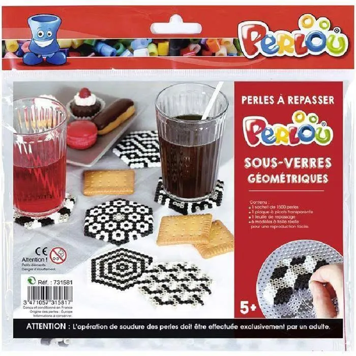 Coffret perles à repasser Sous-verres Géométriques - Perlou-1