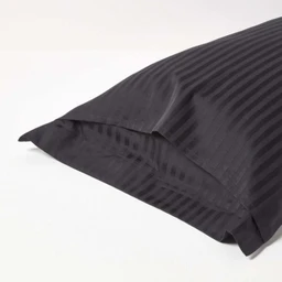 Taie d'oreiller volant plat en coton égyptien 330 fils coloris noir 50 x 90 cm-2