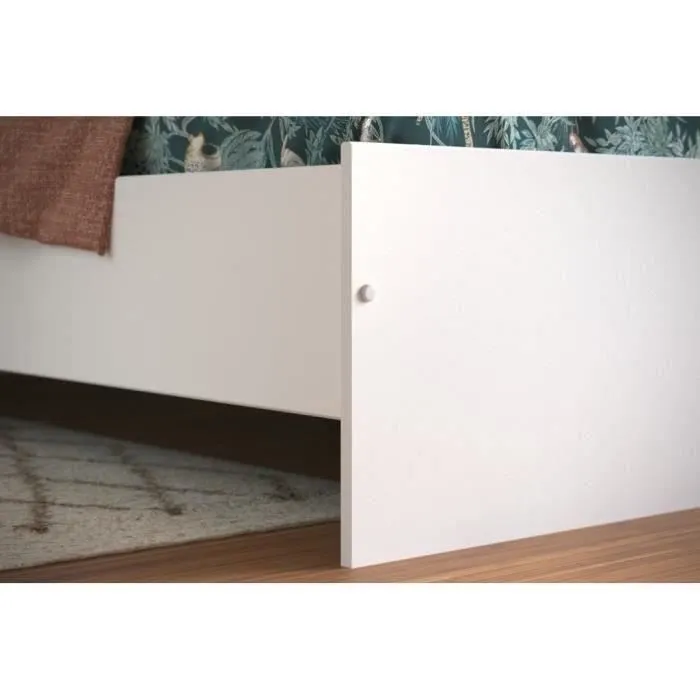 BOSTON Lit adulte contemporain - Décor blanc - l 140 x L 190 cm-6