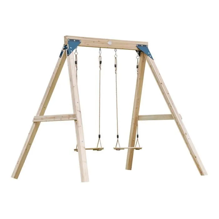 Balançoire Double en Bois Marron AXI Yuna - Bois FSC - 2 sièges de balançoire en bois-0