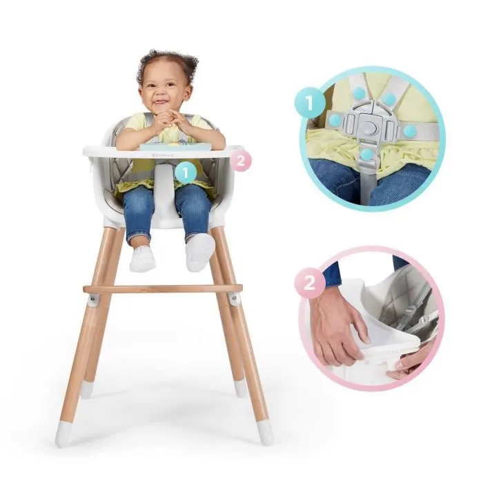 Chaise haute bébé évolutive KINDERKRAFT SIENNA - Plateau réglable - Rose-2
