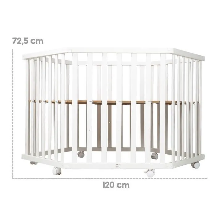 ROBA Parc Bébé Hexagonal "roba Style" + Tapis Gris et Matelas de Parc Blanc-2