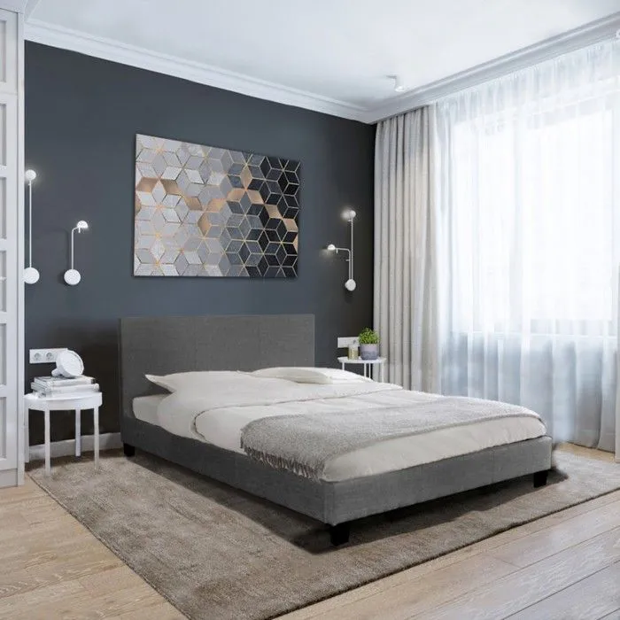 Lit DUBLIN 140x200 + 1 sommier / Gris foncé-0