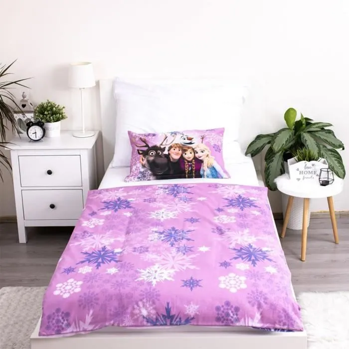 Parure housse de couette coton Reine des Neiges Elsa 100x135 cm et Taie d'oreiller-2