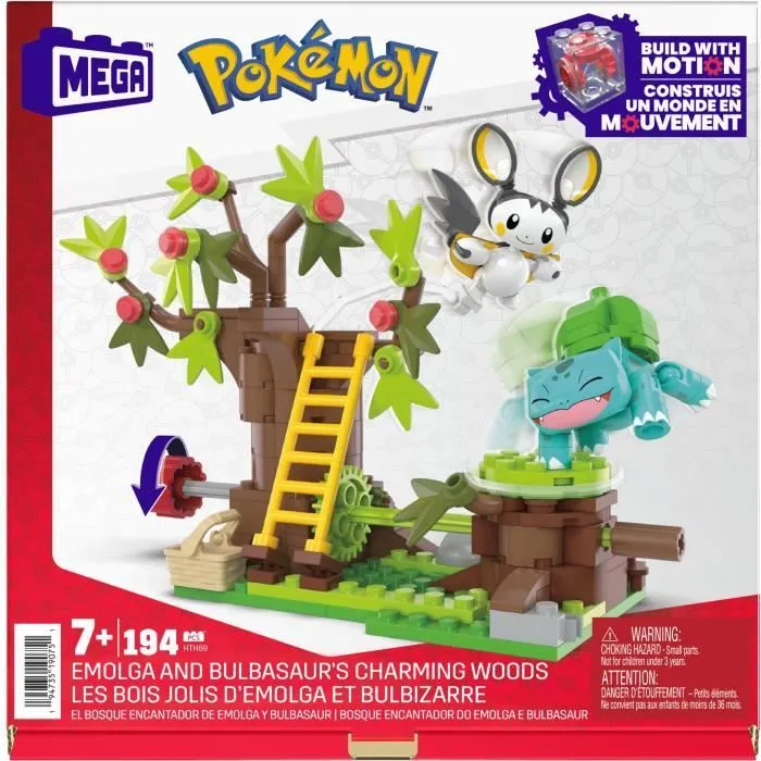 MEGA Pokémon-Les Bois Jolis d’Emolga et Bulbizarre-Jouet de 194 pièces HTH69-1