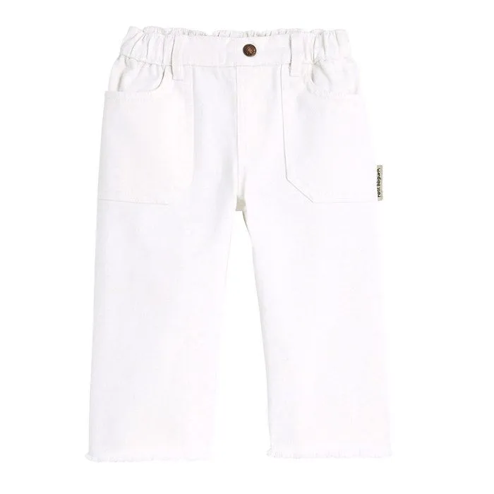 Pantalon bébé - PETIT BEGUIN - Minaouet - Large - Blanc - 100% coton-0