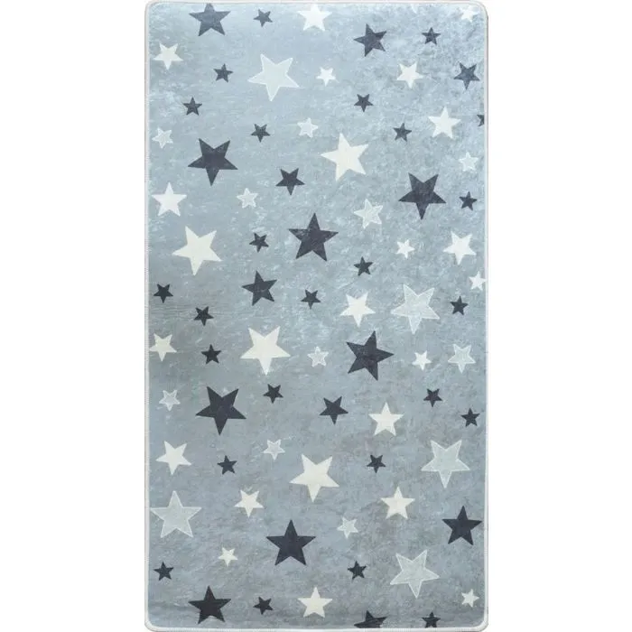 Tapis Enfant - Non spécifié - Etoile - Gris - 100x150 cm - Antidérapant - Lavable en machine-0