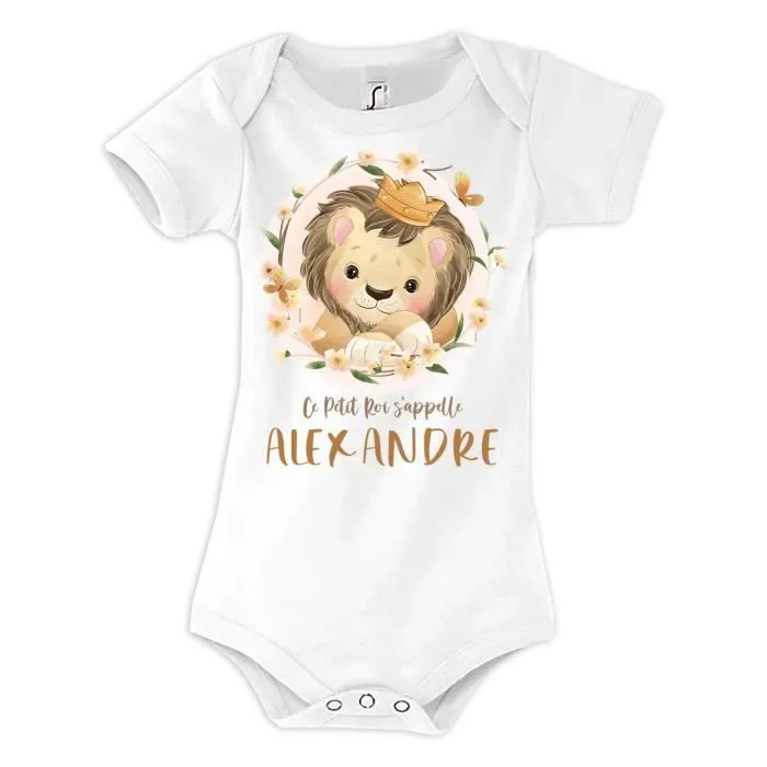 Body bébé Lion Roi - Alexandre - Blanc - Garçon-0