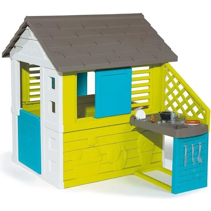 Maison Pretty + Cuisine d'été - Smoby - Anti-UV - 145x110x127 cm - Fabriqué en France-0