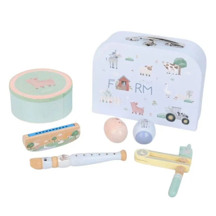 Ensemble d'instruments de musique - EliNeli - Valise Ferme - Enfant - Beige-0
