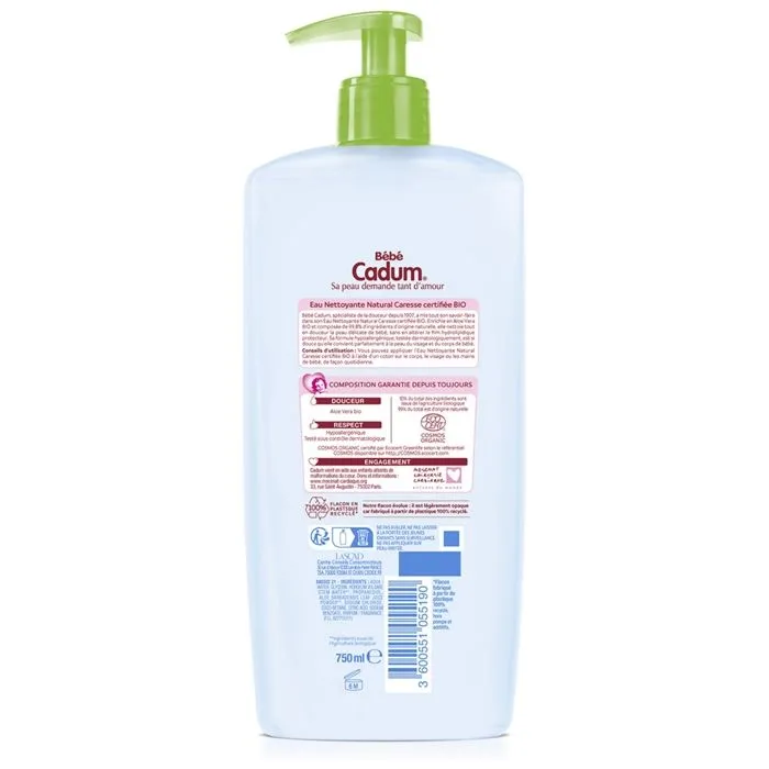 Cadum Bébé Eau Nettoyante Bio 750ml-1