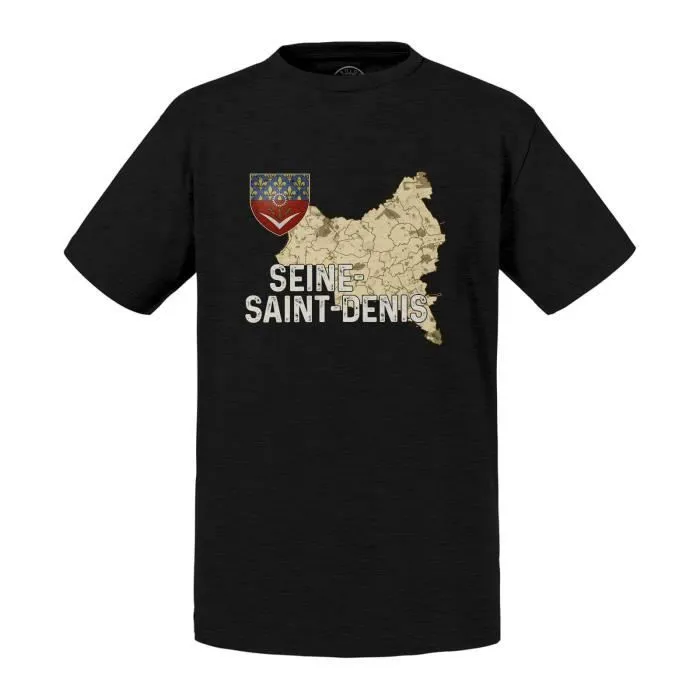 T-shirt Enfant Noir Seine Saint Denis 93 Departement Ile de France Paris-0