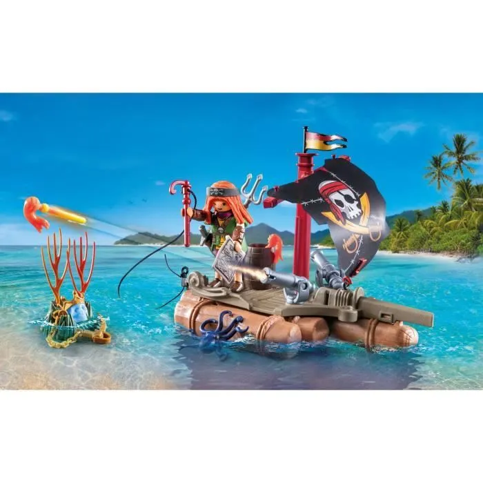 PLAYMOBIL 71794 Pirate avec radeau flottant, canons et trésor, Les pirates, 41 pièces, Dès 4 ans-1