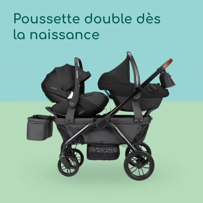 BEBECONFORT HELIOS, Poussette double, tout terrain, compact et pliable, Chariot, de 0 à 4 ans,0 à 22 kg,MINERAL GRAPHITE-1