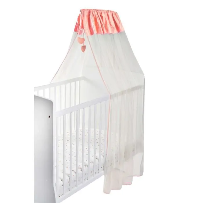 Ciel de lit Lapinou - Corail / Blanc - 150 x 270 cm-0