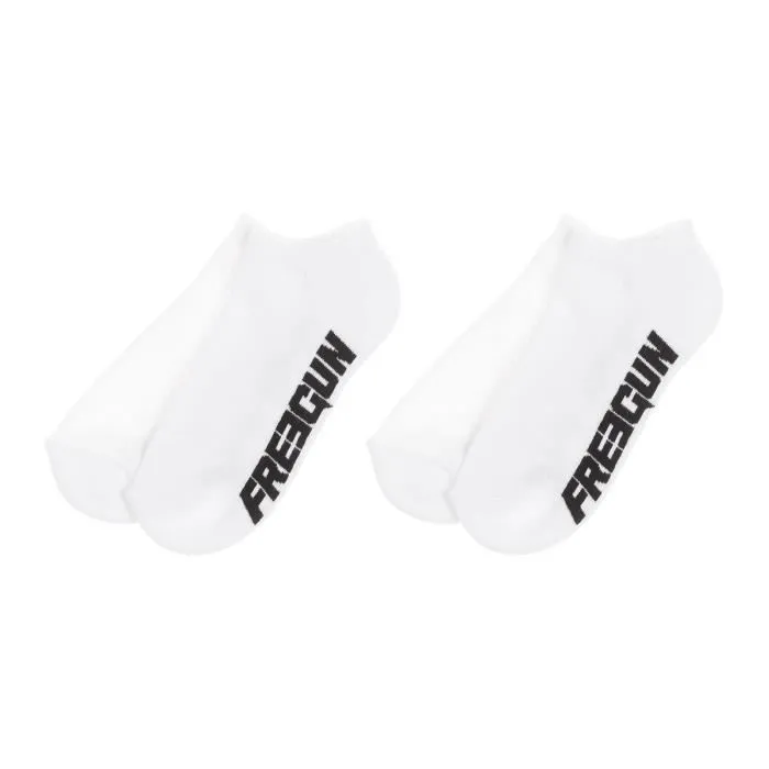 FREEGUN Lot 2 paires de chaussettes sneakers blanches avec semelle bouclette - enfant garçon-0
