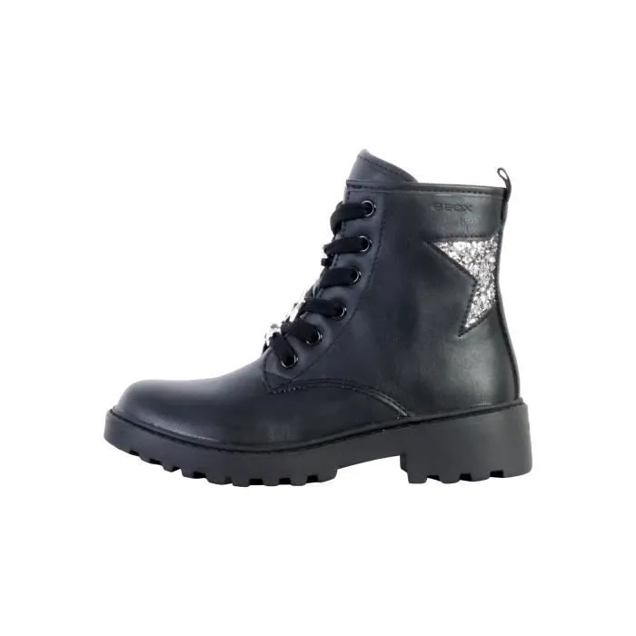 Bottes - GEOX - Casey - Enfant Fille - Lacets - Noir/Argent sombre-0