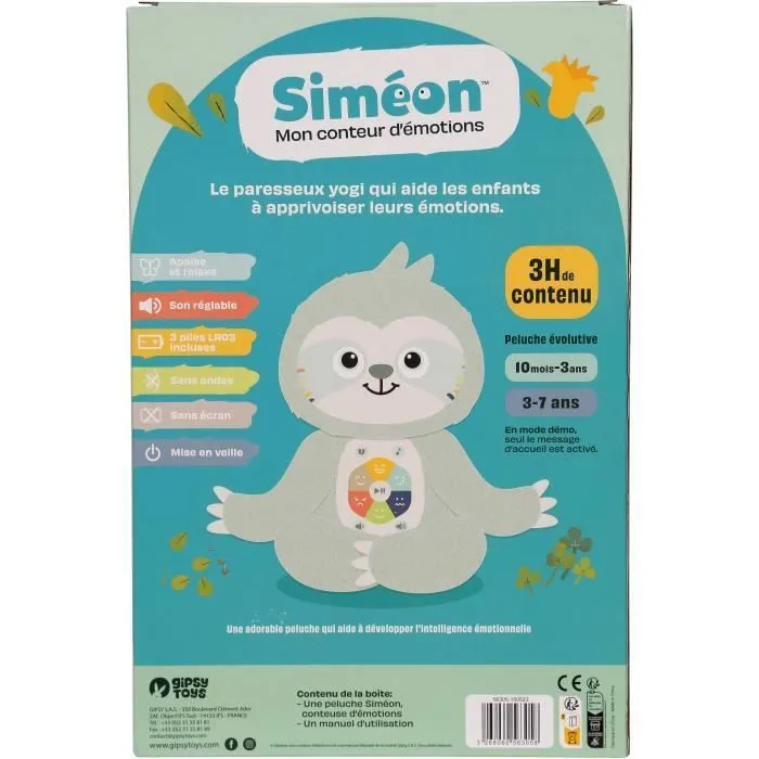Gipsy Toys - Siméon, Mon Conteur d'Emotions - Peluche interactive musicale et conteuse d'histoires - 28 cm-5