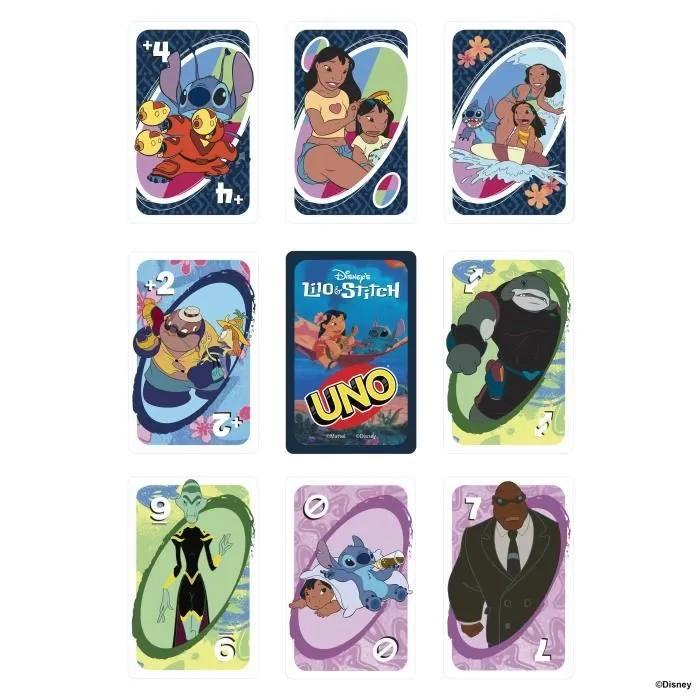 Mattel Games - Disney UNO Lilo et Stitch-Jeu de cartes pour les enfants et la famille JCC10-2