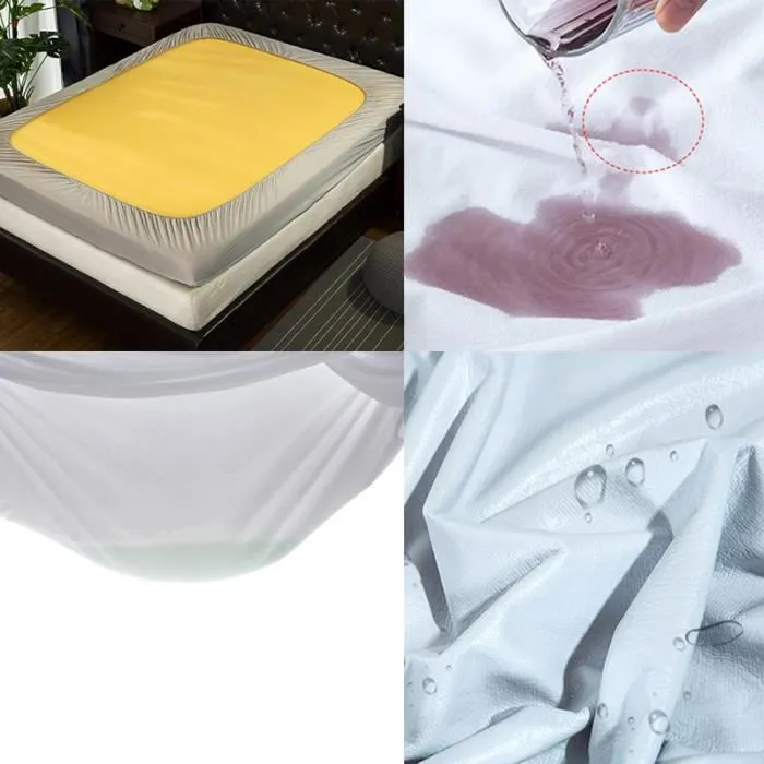 Protège matelas impermeable 140x200 bonnet 30 cm, Alèse Respirante et Souple, Bouclette Microfibre, Forme Drap Housse, Blanc-2