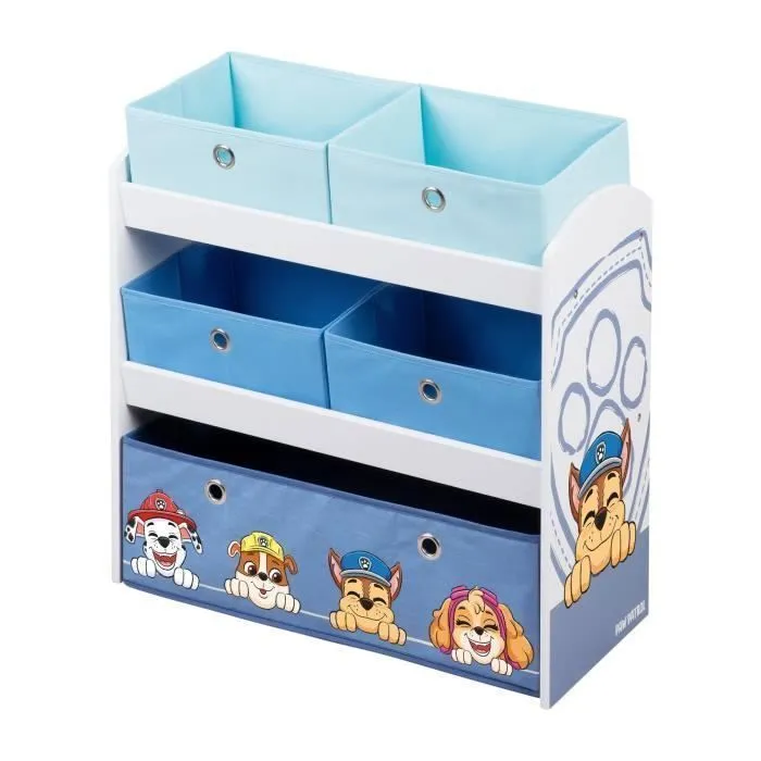 Étagère de Rangement pour Jouets - ROBA - Pat Patrouille - Boîtes en Tissu - Bleu / Blanc-0