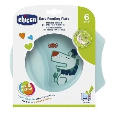 Chicco Assiette Creuse Décorée avec Rebord Bleu +6m 1 unité-0