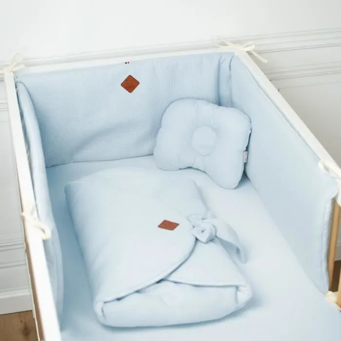 Tour de lit universel en gaze de coton Bleu Naissance-1