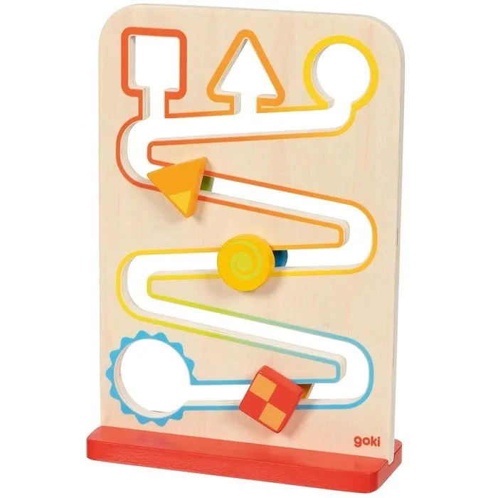 Jouet d'éveil - Goki - Toboggan zigzag - 3 formes - Bois - Mixte-1