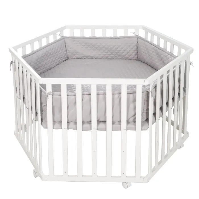 Tapis de Parc Bébé roba Style - Gris Argenté - Rembourrage Latéral Sécurisé-1