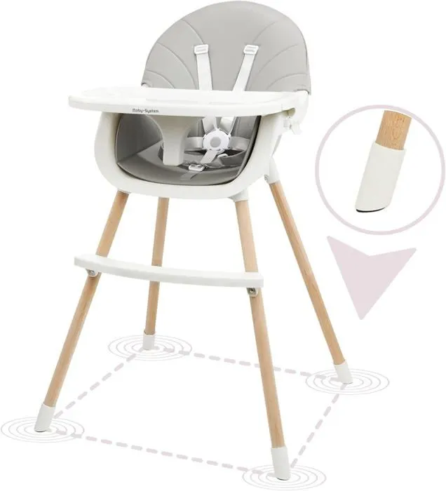 Moby-System Chaise Haute bébé Amelia2- 3 en 1- Enfant de 6 mois à 6 ans- Plateau- Repose Pieds- Ceintures de Sécurité- antidérapants-5