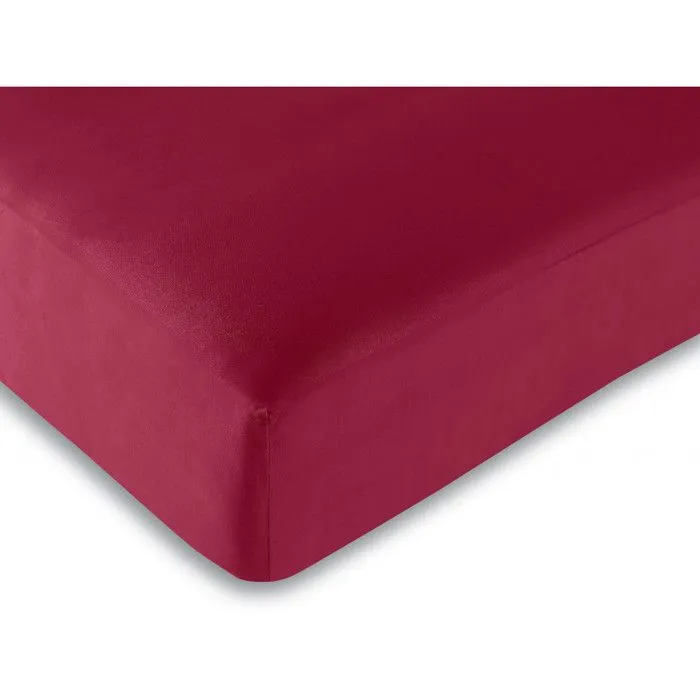 Drap housse toutes dimensions 100% Coton/57 fils/cm² - Rouge - 90 x 190 cm-1