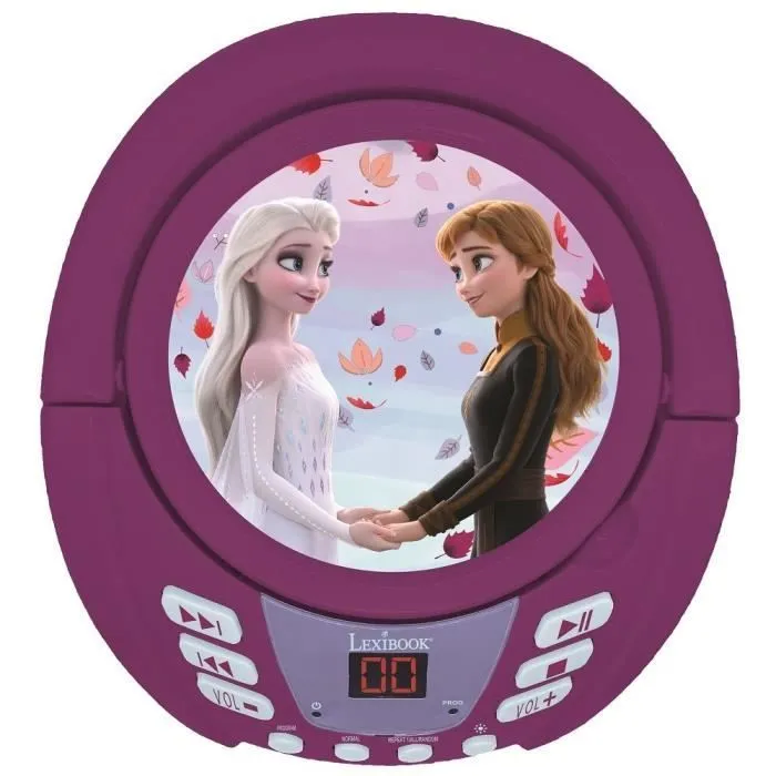 Lecteur CD Bluetooth La Reine des Neiges avec Effets Lumineux - LEXIBOOK - Transportable - Karaoké - Bleu-1