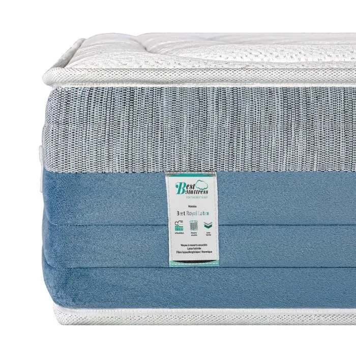 Matelas 90x190 cm, BestRoyal, 27cm, ressorts ensachés, mousse mémoire de forme, indépendance du couchage-0