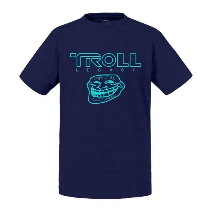 T-shirt Enfant Bleu Troll Legacy Parodie Film Science Fiction Meme-0