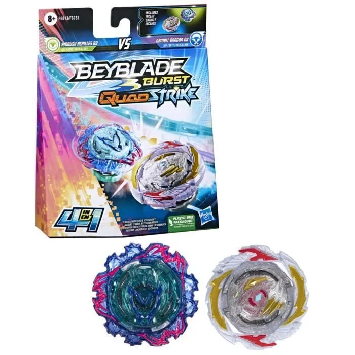 Toupie - BEYBLADE - Dual Pack Gambit Dragon et Ambush Achilles - Gris - 8 ans-0