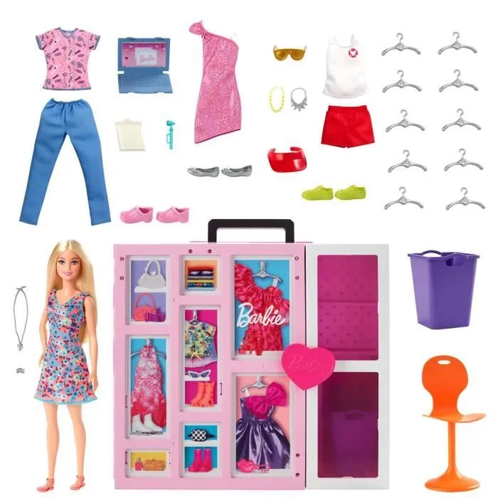 Barbie®-Poupée et Coffret Dressing Deluxe, + de 60 cm, dès 3 ans HGX57-1