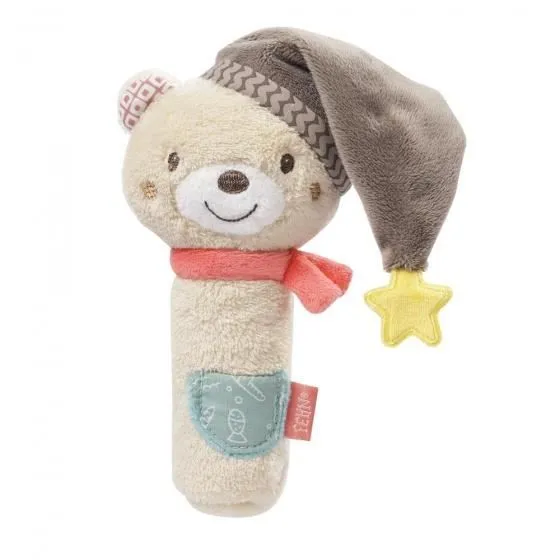 Jouet en peluche - FEHN - Ours hochet Bruno - Multicolore - Polyester - 16 cm-0